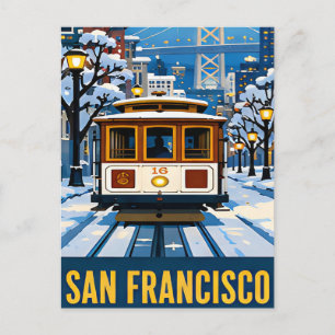 Cartão Postal San Francisco Inverno Carro de Cabos Califórnia