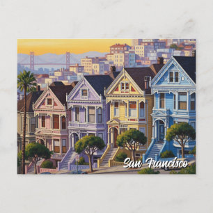 Cartão Postal San Francisco Victorian Houses Califórnia