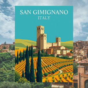 Cartão Postal San Gimignano, Itália Torres Arte Antiga