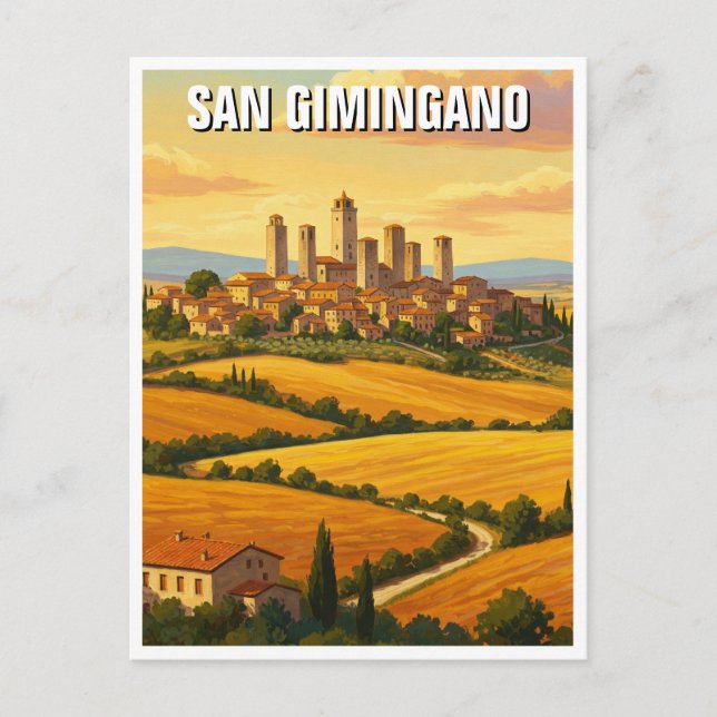 Cartão Postal San Gimingano Itália Viagem (Frente)