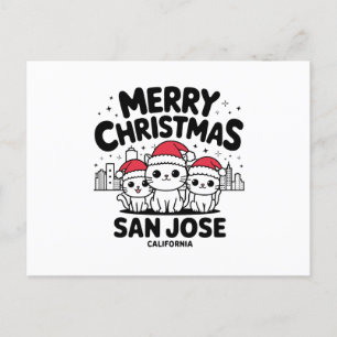 Cartão Postal San Jose City California Feliz Natal Cats EUA