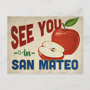 Cartão Postal San Mateo California Apple - Viagens vintage