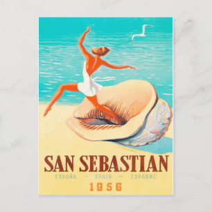 Cartão Postal San Sebastian, a mulher vem de uma concha