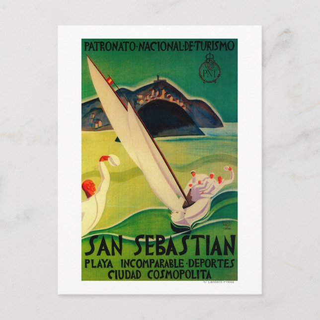 Cartão Postal San Sebastian Vintage Poster Europe (Frente)