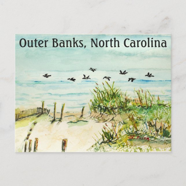 Cartão Postal Sand Dunes and Seagulls Outer Banks na Carolina do (Frente)
