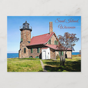 Cartão Postal Sand Island, Wisconsin Light House Photo Postcard