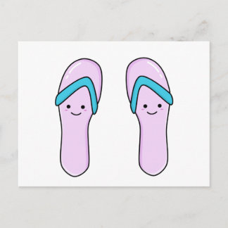 Cartão Postal Sandálias de praia do Sacudir Kawaii Cute