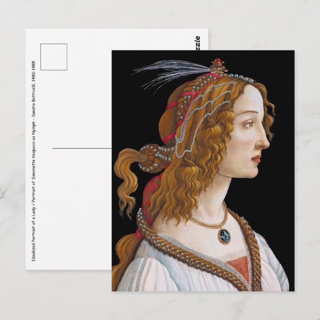 Cartão Postal Sandro Botticelli - Retrato de Simonetta Vespucci (Frente/Verso)