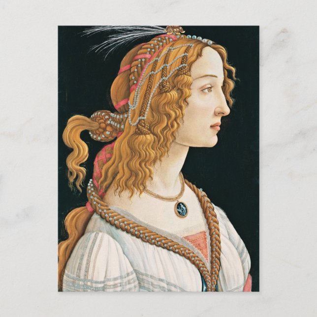 Cartão Postal Sandro Botticelli - Retrato de uma Jovem Mulher (Frente)