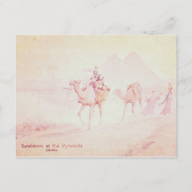 Cartão Postal Sandstorm rosa nas pirâmides (Frente)