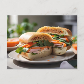 Cartão Postal Sanduíche de Banh Mi num prato
