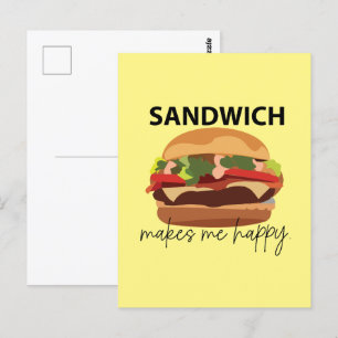 Cartão Postal Sanduíche Me Faz Feliz