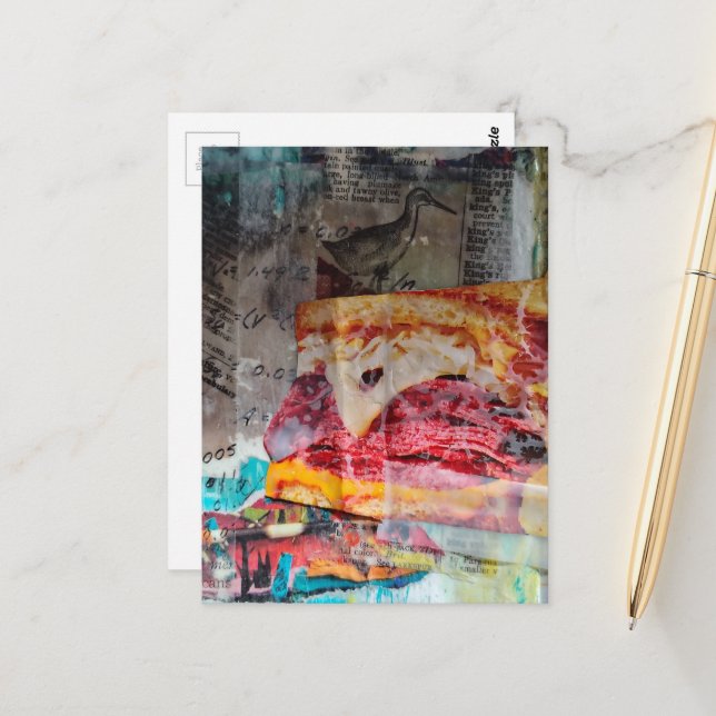 Cartão Postal sandwich junk journal Mixed Media Collage (Frente/Verso In Situ)