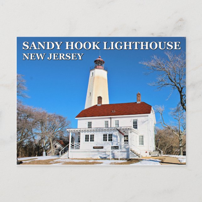 Cartão Postal Sandy Hook Lighthouse, Cartão-postal de Nova Jerse (Frente)