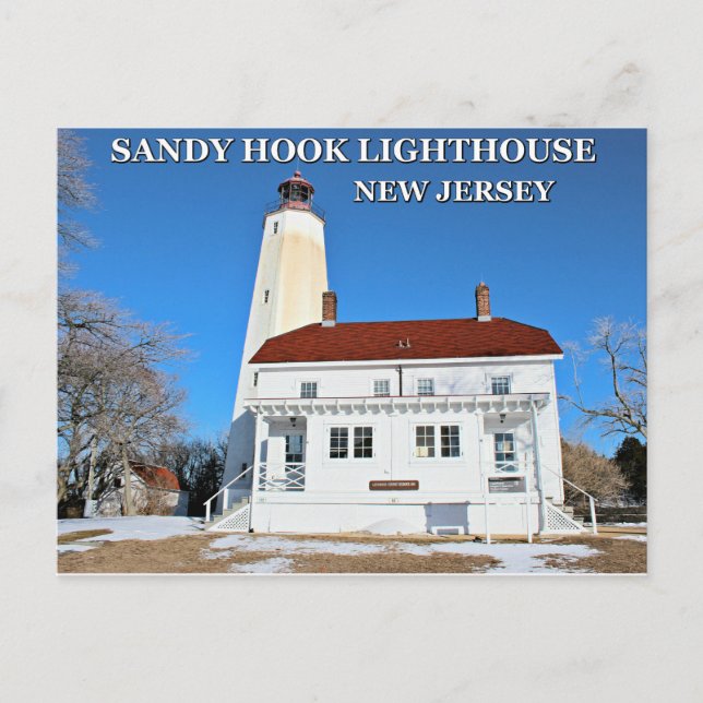 Cartão Postal Sandy Hook Lighthouse, Cartão-postal de Nova Jerse (Frente)