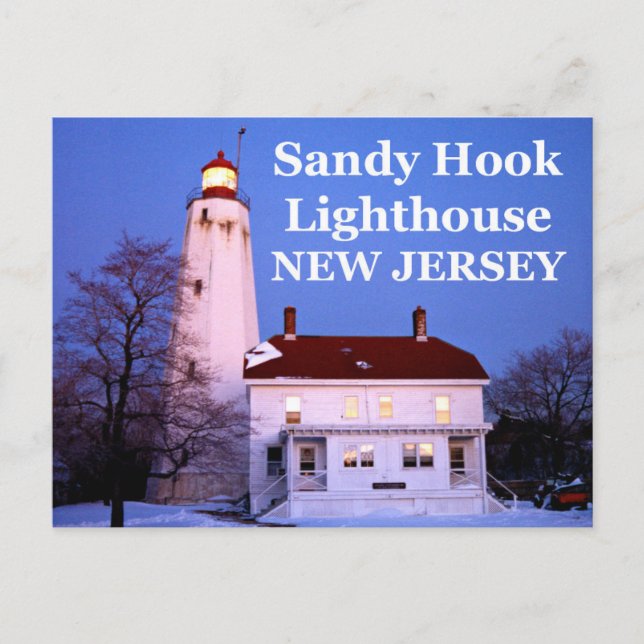Cartão Postal Sandy Hook Lighthouse, Cartão-postal de Nova Jerse (Frente)