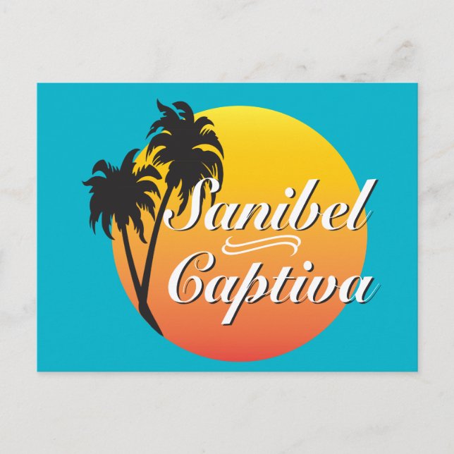 Cartão Postal Sanibel Captiva Islands Flórida Palms Elegantes (Frente)