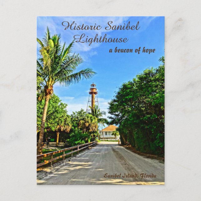 Cartão Postal Sanibel Island Flórida Farol Beacon da Esperança (Frente)