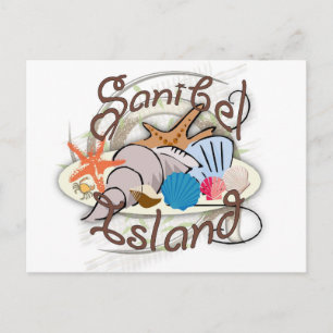 Cartão Postal Sanibel Island Florida seashell design