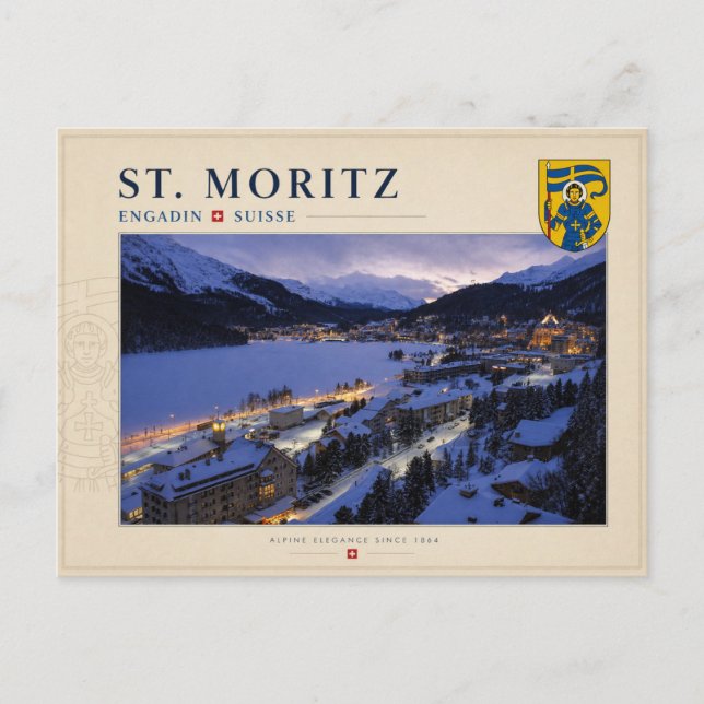 Cartão Postal Sankt Moritz, Engadin - Suíça (Frente)