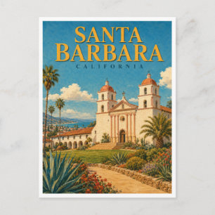 Cartão Postal Santa Barbara Califórnia Mission Towers GeoSaga