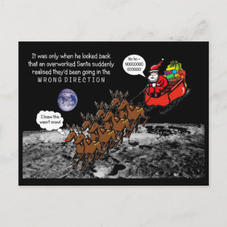 Cartão Postal Santa Christmas Jokes Reindeers Wrong Direction