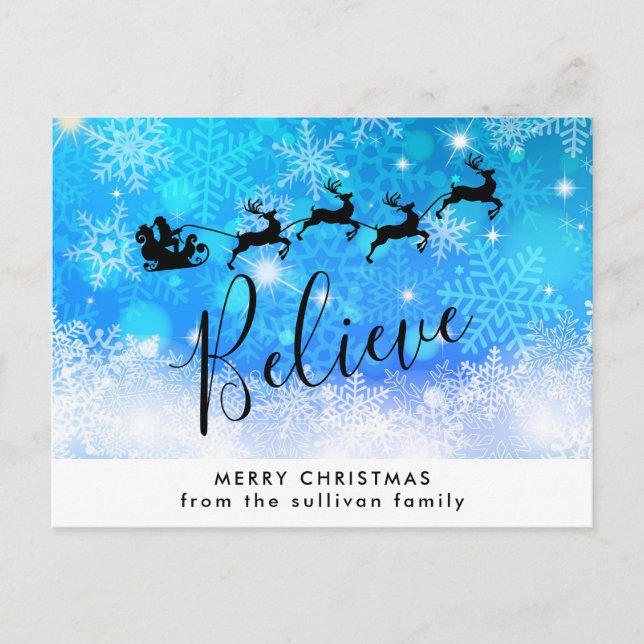 Cartão Postal Santa Claus and his Flying Reindeer - Believe (Frente)