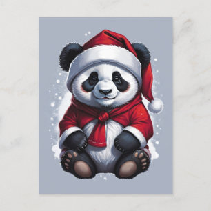 Cartão Postal Santa Claus Baby Panda   Natal