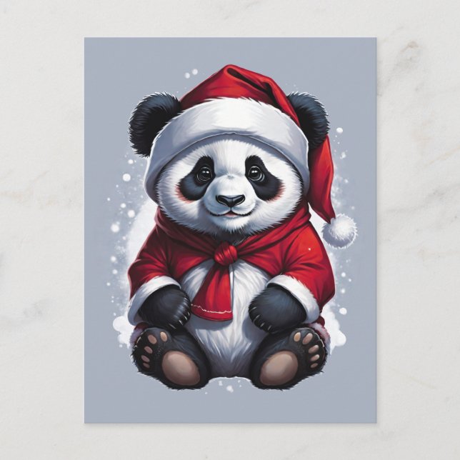 Cartão Postal Santa Claus Baby Panda | Natal (Frente)