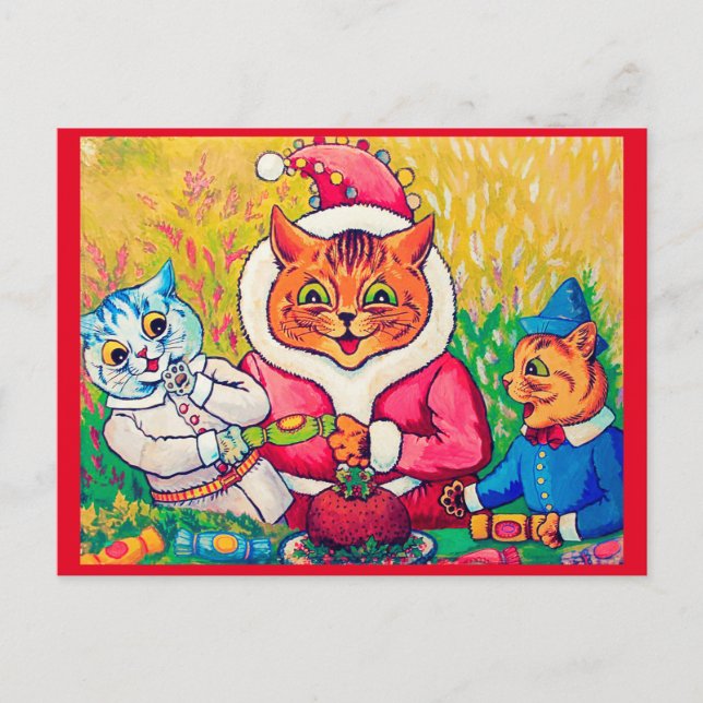 Cartão Postal Santa Claus Cat, Louis Wain (Frente)
