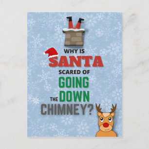 Cartão Postal Santa Claus chimney flocos de neve engraçados azu