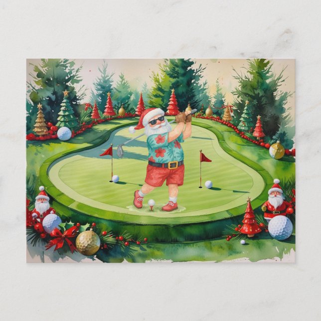 Cartão Postal SANTA CLAUS is golfing Christmas Holiday  (Frente)