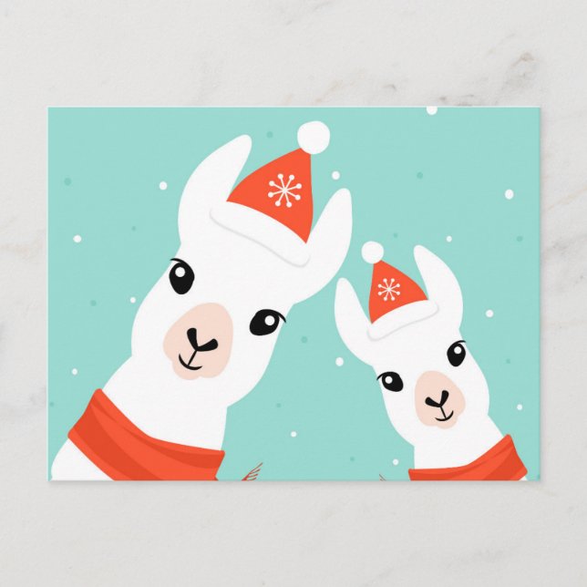 Cartão Postal Santa Claus Llamas (Frente)