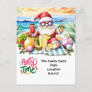 Cartão Postal SANTA CLAUS na praia do Havaí no Natal