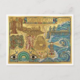 Cartão Postal Santa Cruz California Mosaic Map Boardwalk Beach