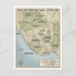 Cartão Postal Santa Cruz California Trail Map Redwood & Coastal 