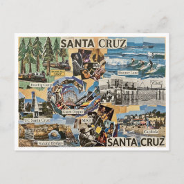 Cartão Postal Santa Cruz Vintage Collage – Coastal Memories Art 