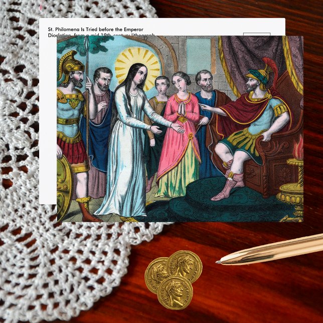 Cartão Postal Santa Filomena é Julgada Diante do Imperador Diocl (Criador carregado)