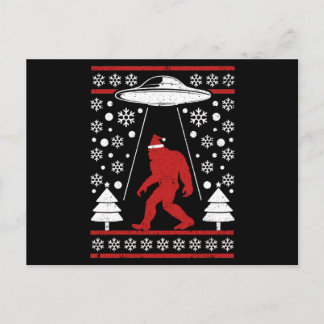 Cartão Postal Santa hat Bigfoot Alienígena Ufo Sasquatch