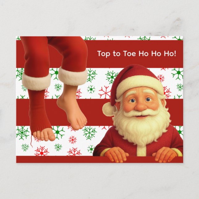 Cartão Postal Santa Head & Legs North Pole Fun Christmas DesigN (Frente)