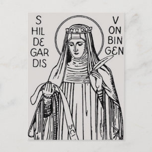 Cartão Postal Santa Hildegarda de Bingen abadessa beneditina