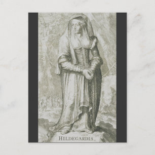 Cartão Postal Santa Hildegarda de Bingen Arte Mística Medieval