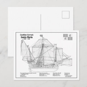 Cartão Postal Santa Maria - Plantas de Projeto de Navio BD