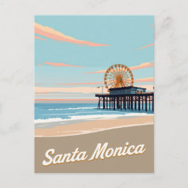 Cartão Postal Santa Monica Beach Pier Vintage Art