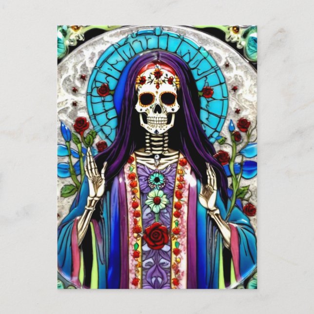 Cartão Postal Santa Muerte Colorida  (Frente)