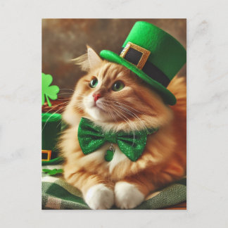Cartão Postal Santa Patricks Day Cat