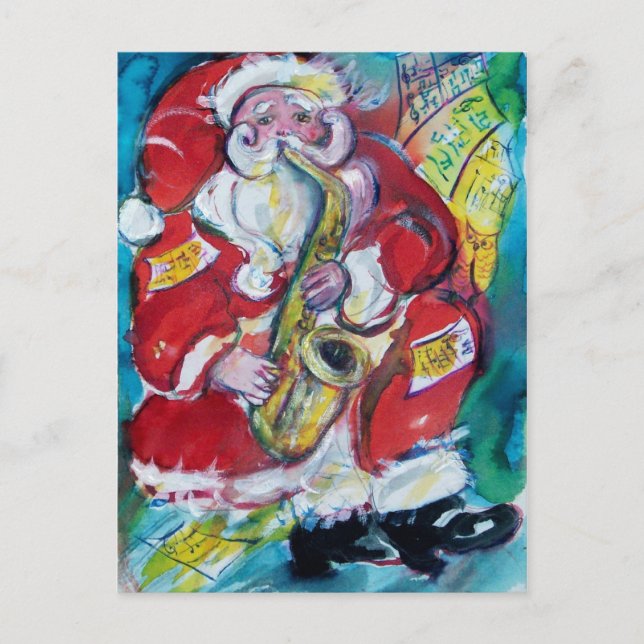 CARTÃO POSTAL SANTA & SAX, FESTA DE NATAL (Frente)