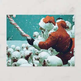Cartão Postal Santa vs Snowmen Flat Greeting Card