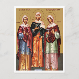 Cartão Postal Santas Ágape, Irene e Quionia de Salonica