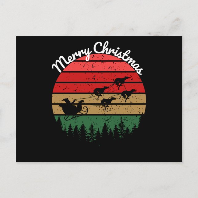 Cartão Postal Santas Sleigh puxada por galgos (Frente)